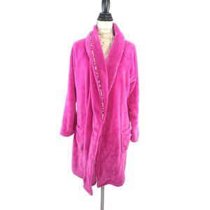 VICTORIA'S SECRET Pink Leopard cozy fleece dressing robe gown size xs/s NO BELT